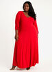 Ruched Sleeve Seamed Maxi Dress, Barbados Cherry image number 0