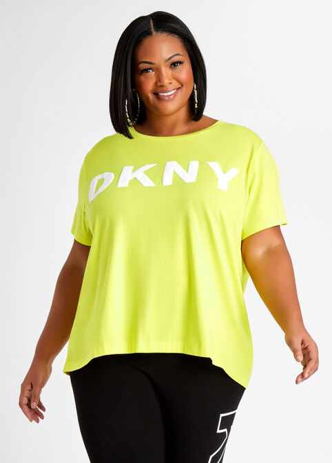 Plus Size Casual DKNY Block Logo T Shirt Cotton Plus Size Leisure Tops image