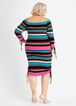 Striped Ruched Sweater Dress, Multi image number 1
