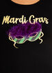 Mardi Gras Metallic Feathers Tee, Black image number 1