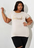 Metallic Blessed Graphic Tee, Tan image number 0