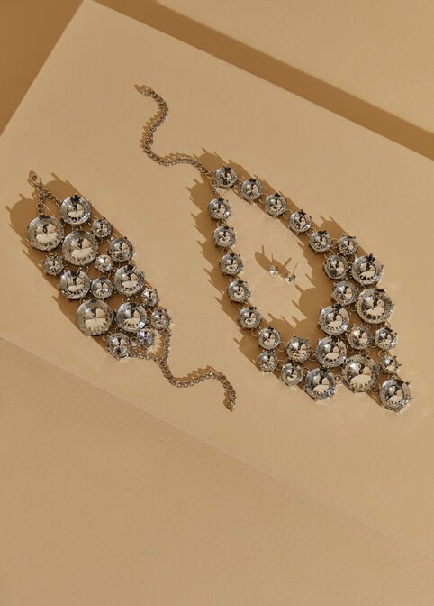 Oversized Crystal Bracelet, Silver image number 3