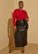 Split Faux Leather Maxi Skirt, Black image number 0