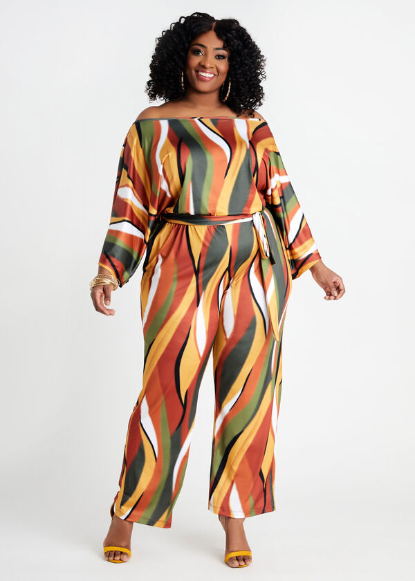 Abstract Off The Shoulder Jumpsuit, Multi image number 2