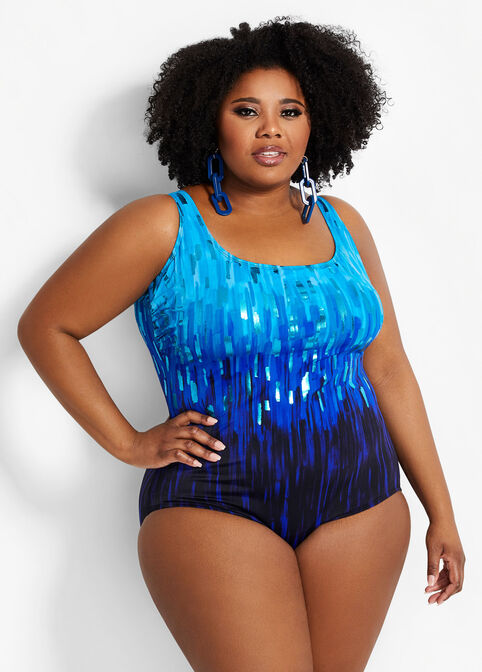 Longitude Waterfall Ombre One Piece, Blue image number 0