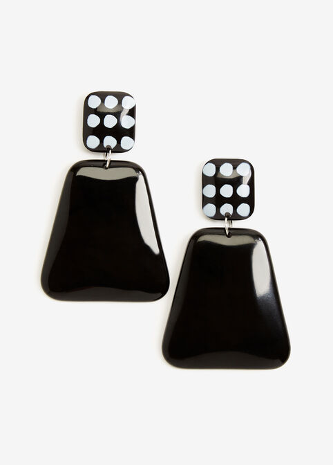 Black Geo Dot Drop Earrings, Black Combo image number 0