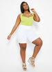 Cuffed High-Rise Knee-Length Shorts, White image number 2