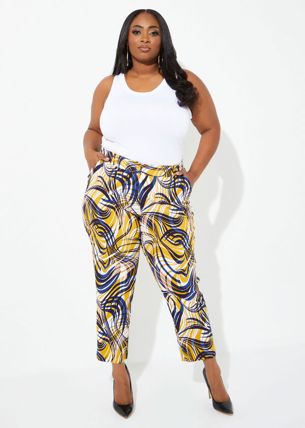 Swirl Print Power Twill Pants, Nugget Gold image number 2