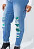 Sequin Embellished Skinny Jeans, Lt Sky Blue image number 2