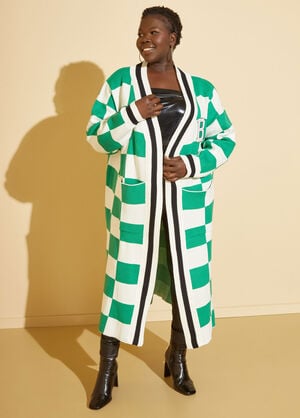 Checked Intarsia Duster, Green image number 0