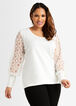 Crochet Puff Sleeve Sweater, White image number 0