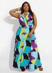 Geo Colorblock Wrap Maxi Dress, Purple image number 0