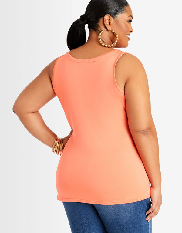 The Easy Basic Knit Tank, LIVING CORAL image number 1