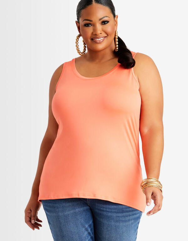 The Easy Basic Knit Tank, LIVING CORAL image number 0