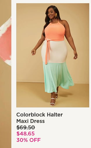 Colorblock Halter Maxi Dress