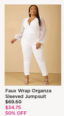 Faux Wrap Organza Sleeved Jumpsuit