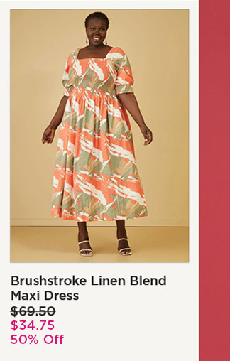 Brushstroke Linen Blend Maxi Dress