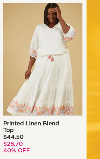 Printed Linen Blend Top