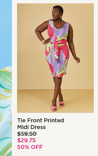 Tie Front Printed Midi Dress