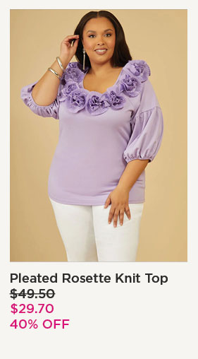 Pleated Rosette Knit Top