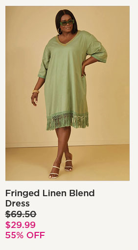 Fringed Linen Blend Dress