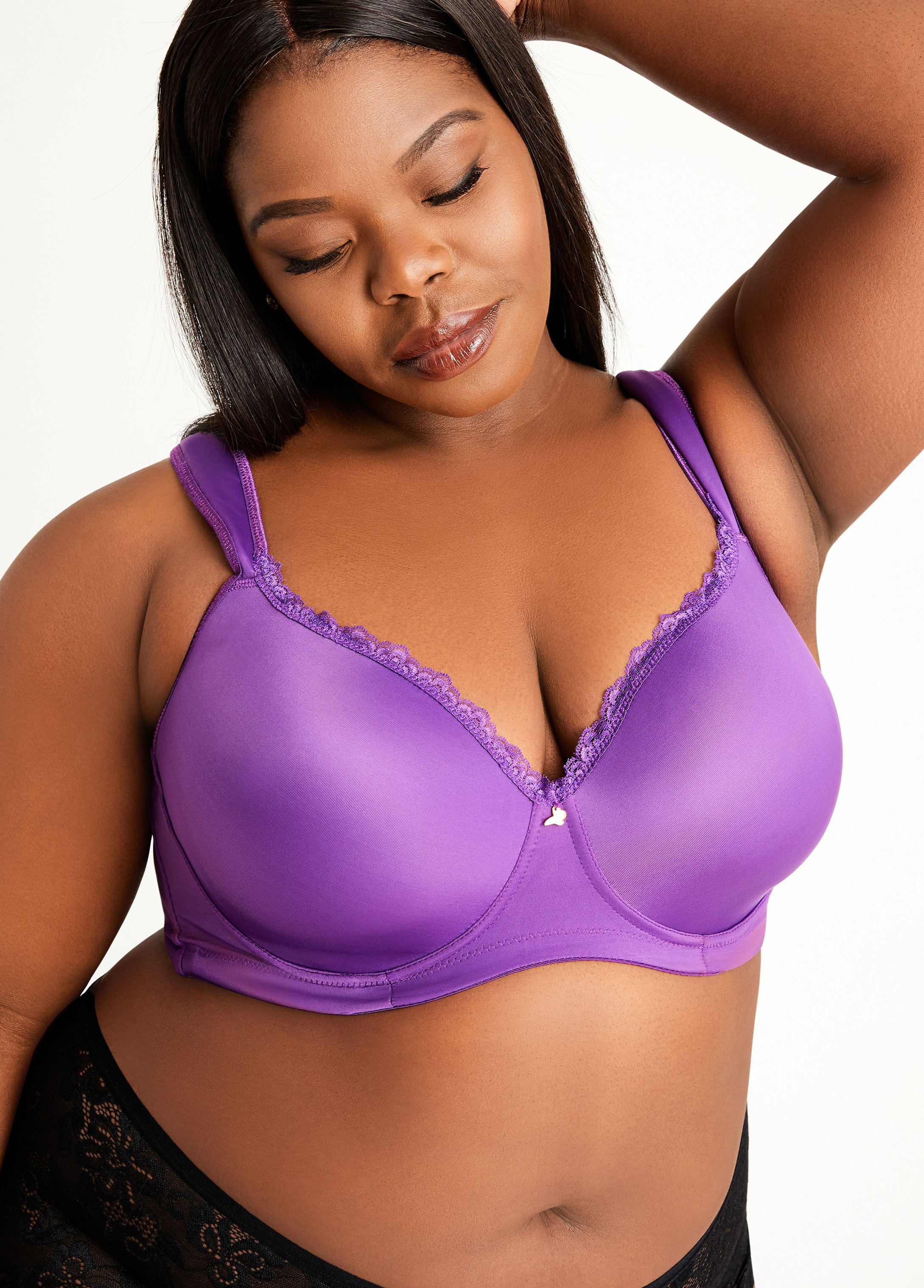 TOWED22 Plus Size Bras For Women,Women's Bra Plus Size Unlined Full  Coverage Smooth Underwire Support Purple,42E 