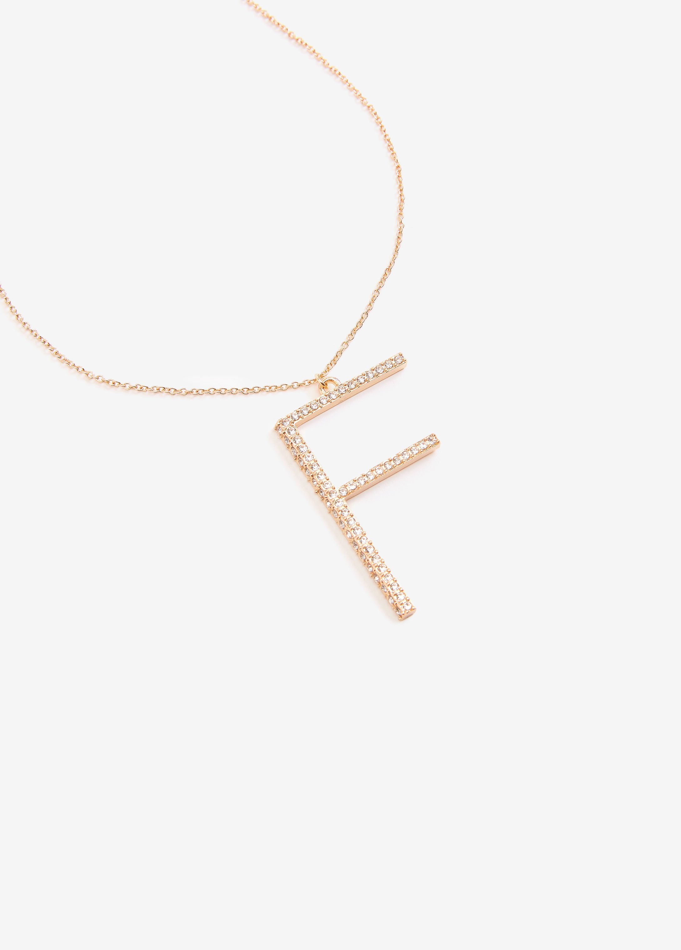 Pave Crystal F Initial Necklace
