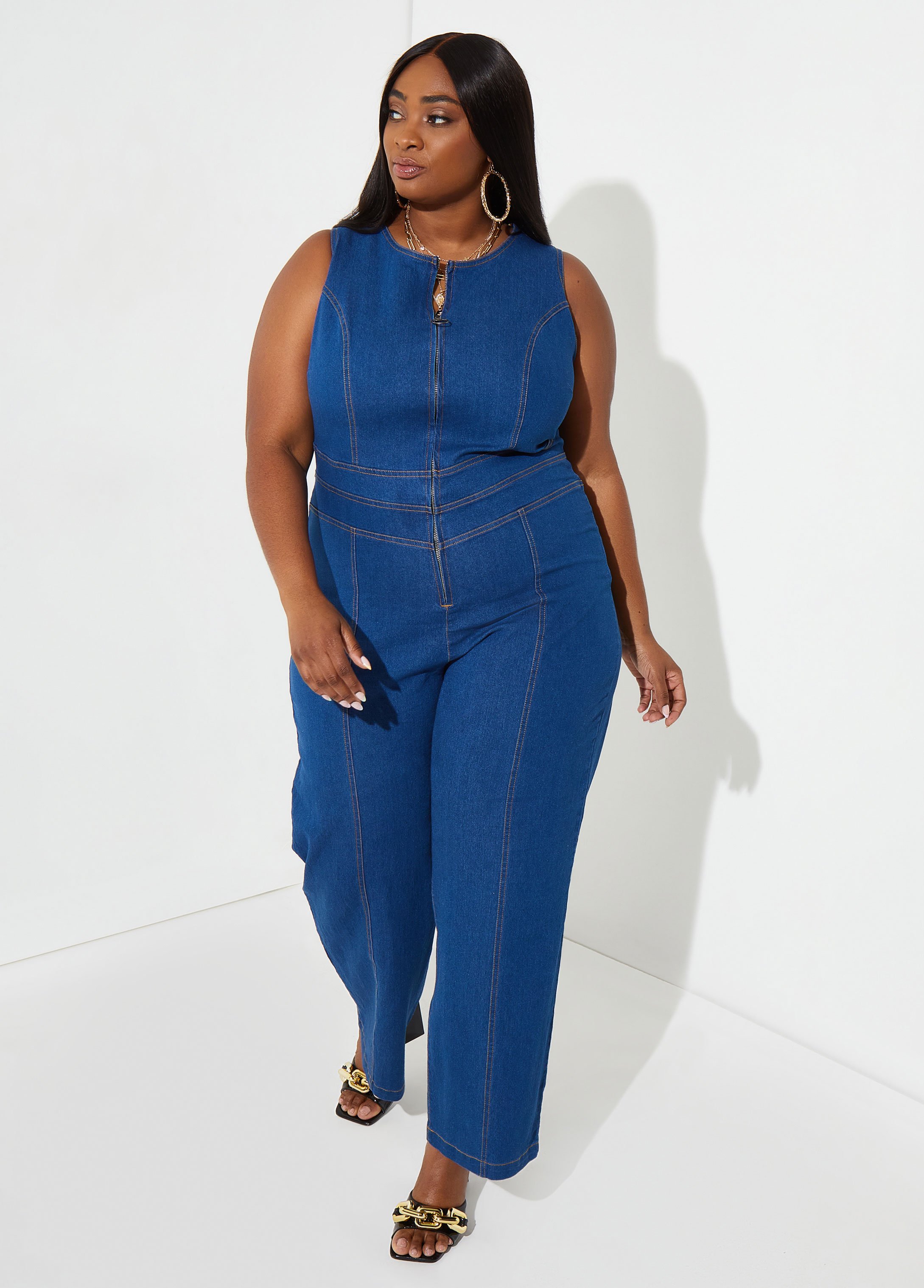 Final Sale Plus Size Faux Wrap Jumpsuit with Waist Tie in Red – Chic And  Curvy