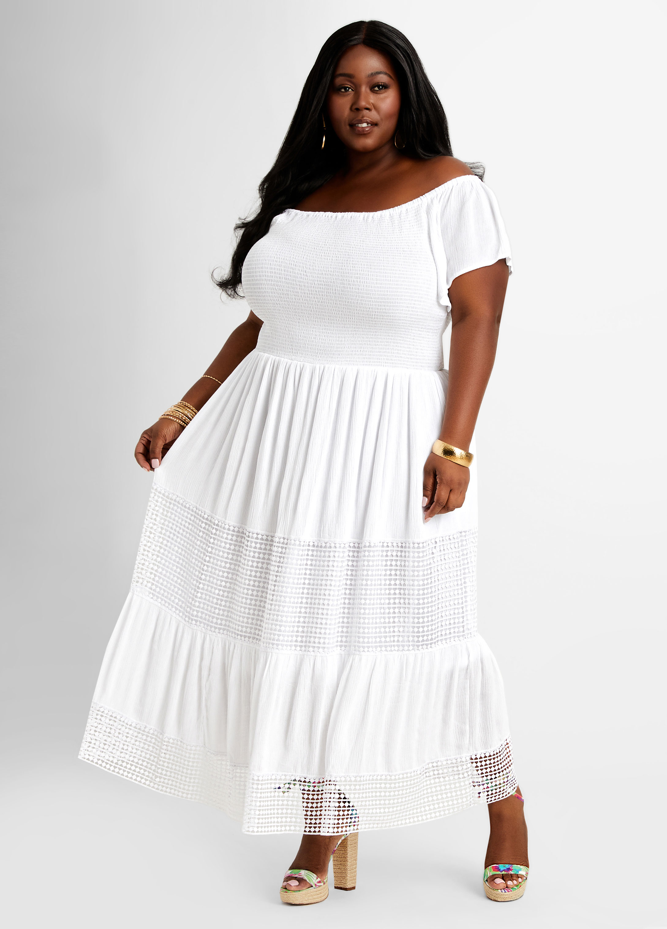 Plus Size Ivory Lace Tiered Maxi Dress Torrid, 46% OFF