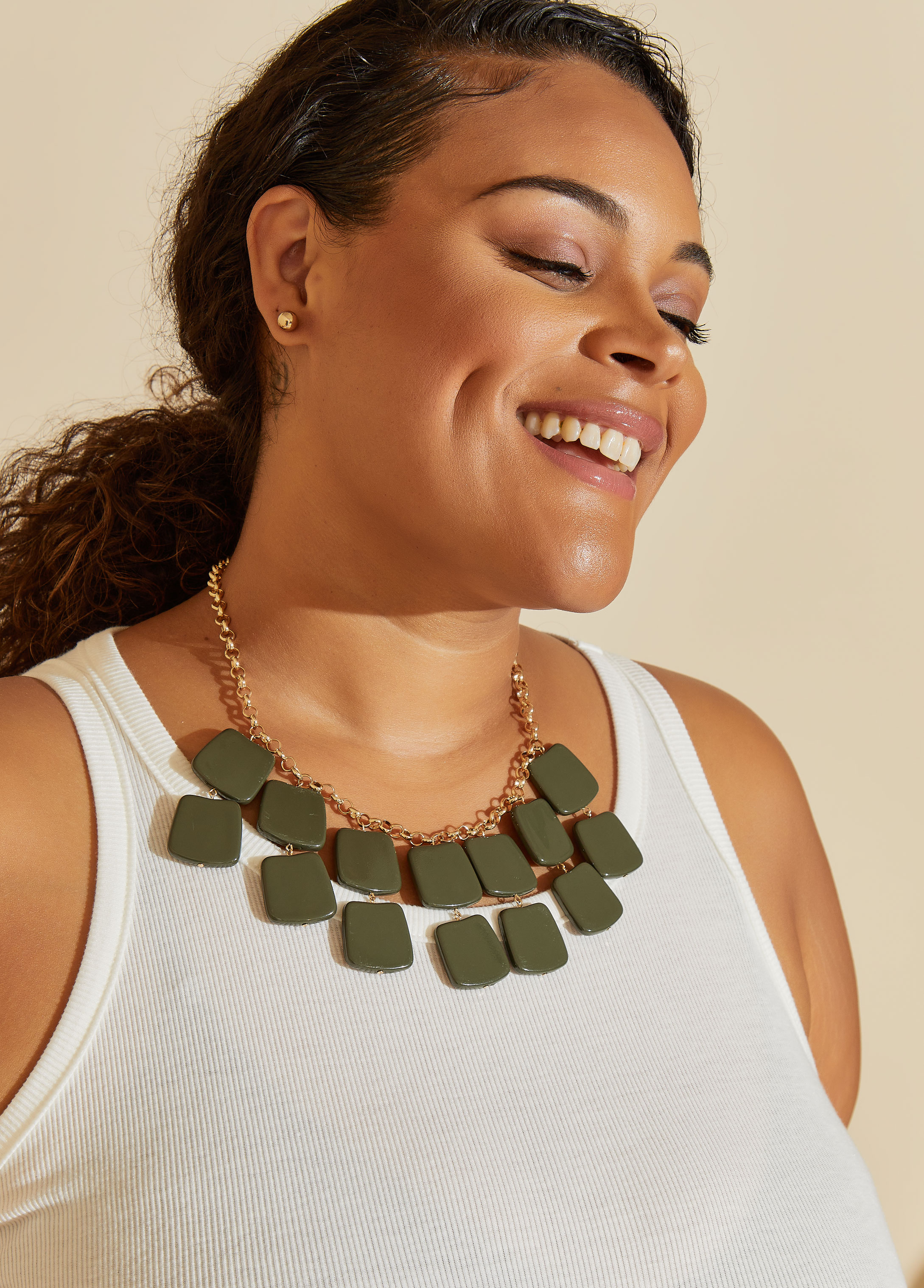 Two Tone Necklace & Earrings Set
