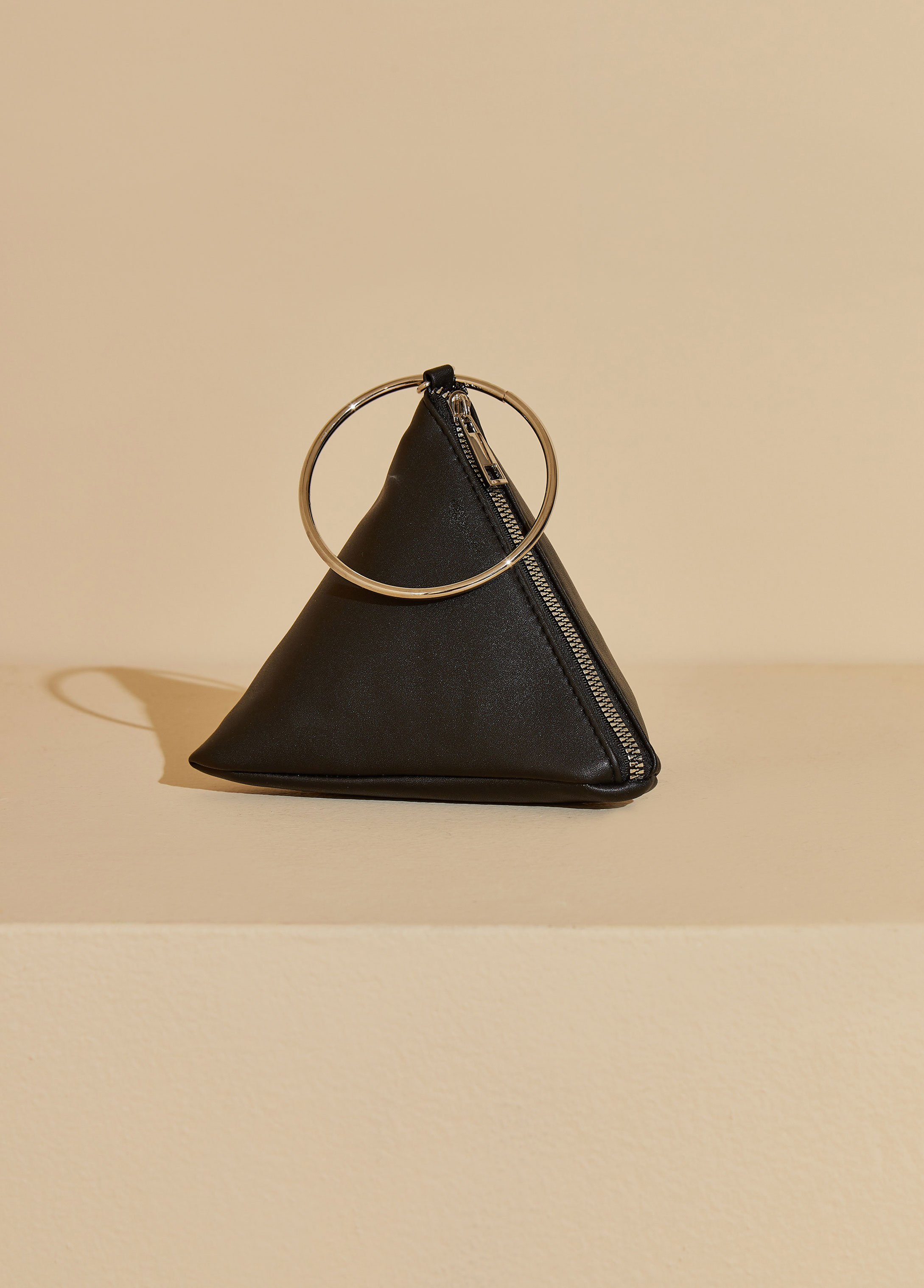 Smooth Faux Leather Pyramid Bag
