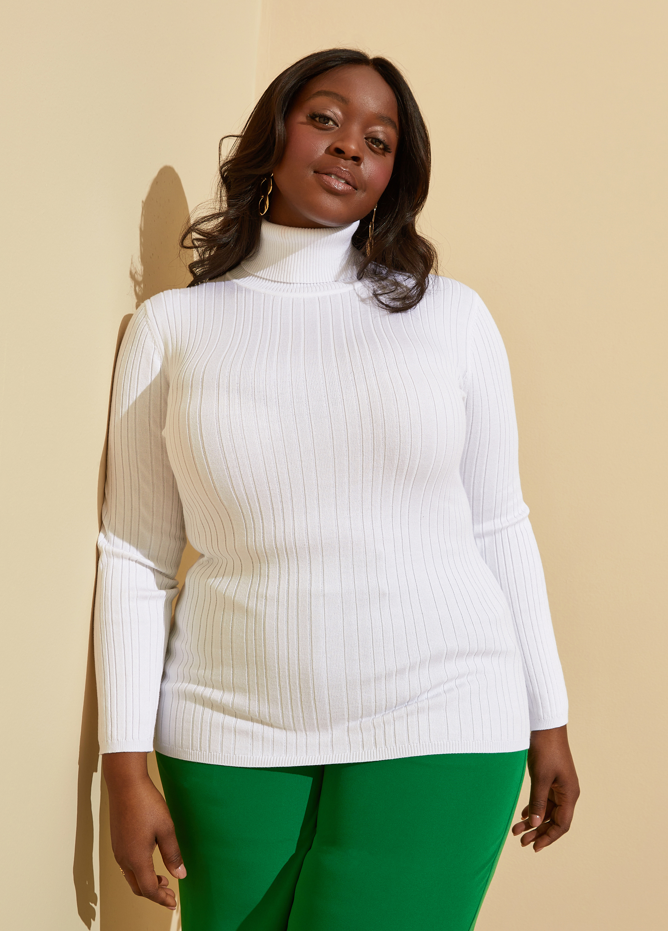 Plus Size Turtleneck Sweater, WHITE, 18/20 - Ashley Stewart