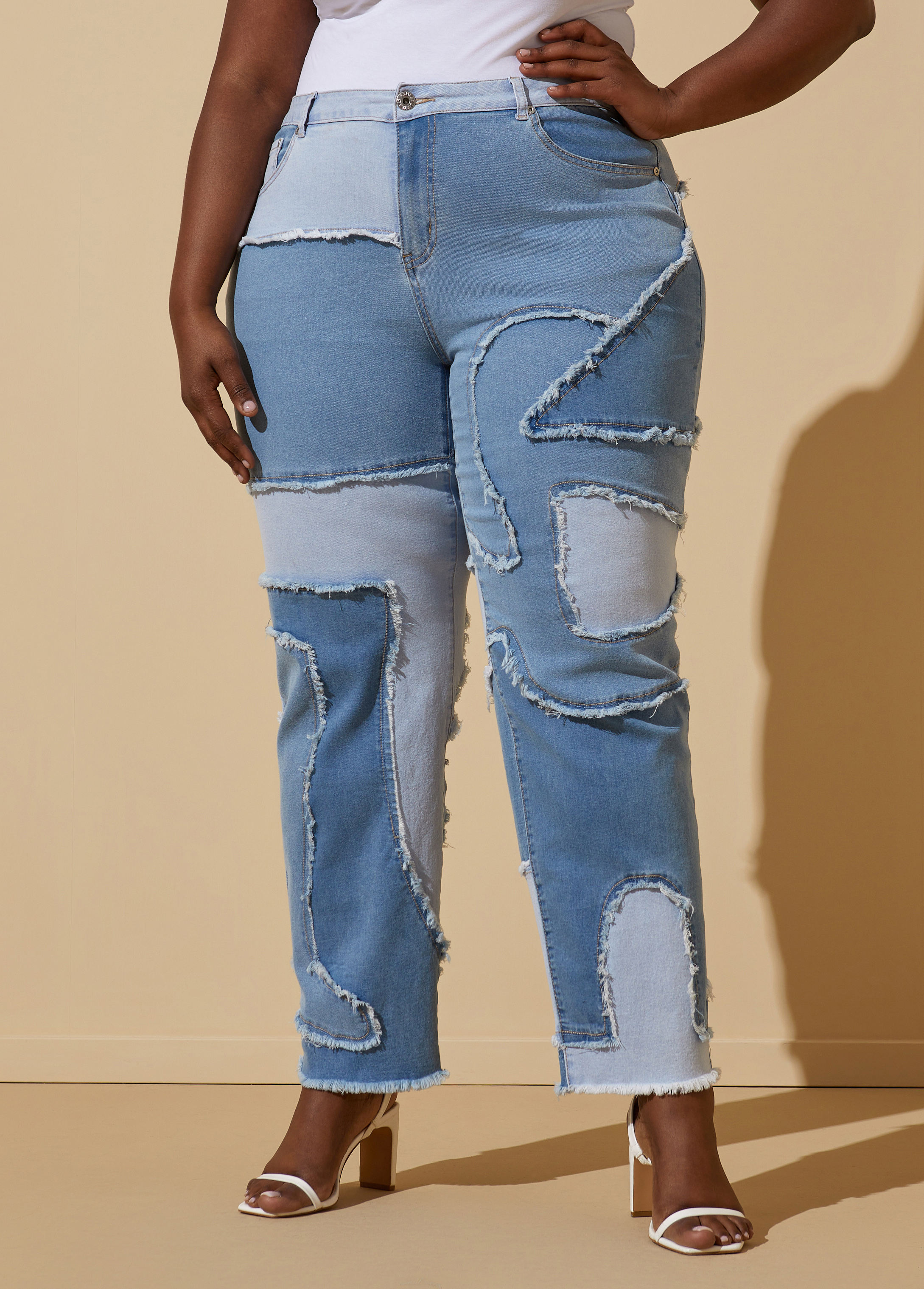 PLUS SIZE High Waisted Skinny Patchwork Jeans – The Curvy Girl in the Middle