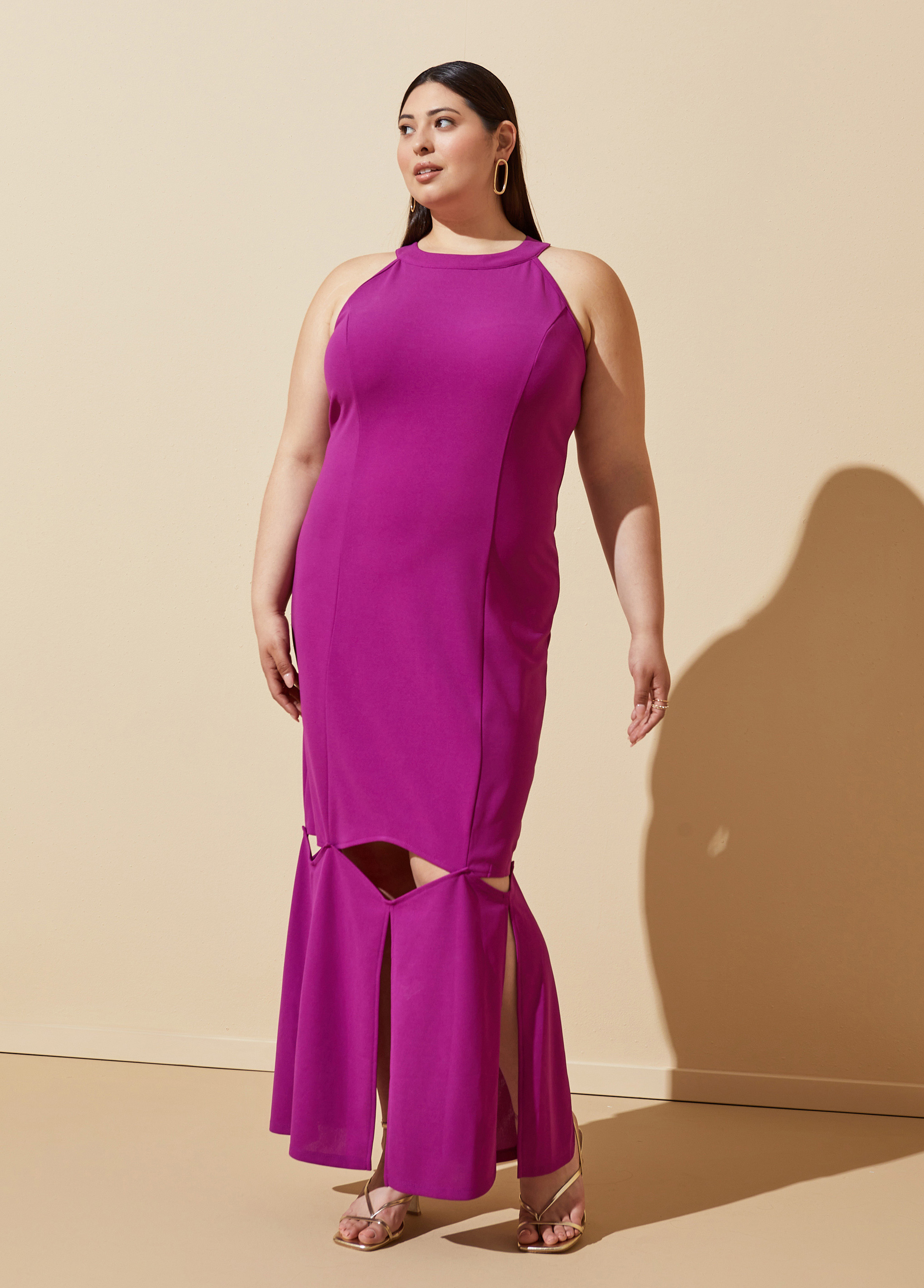 Plus Size Crepe Cutout Maxi Dress, PURPLE, 18/20 - Ashley Stewart