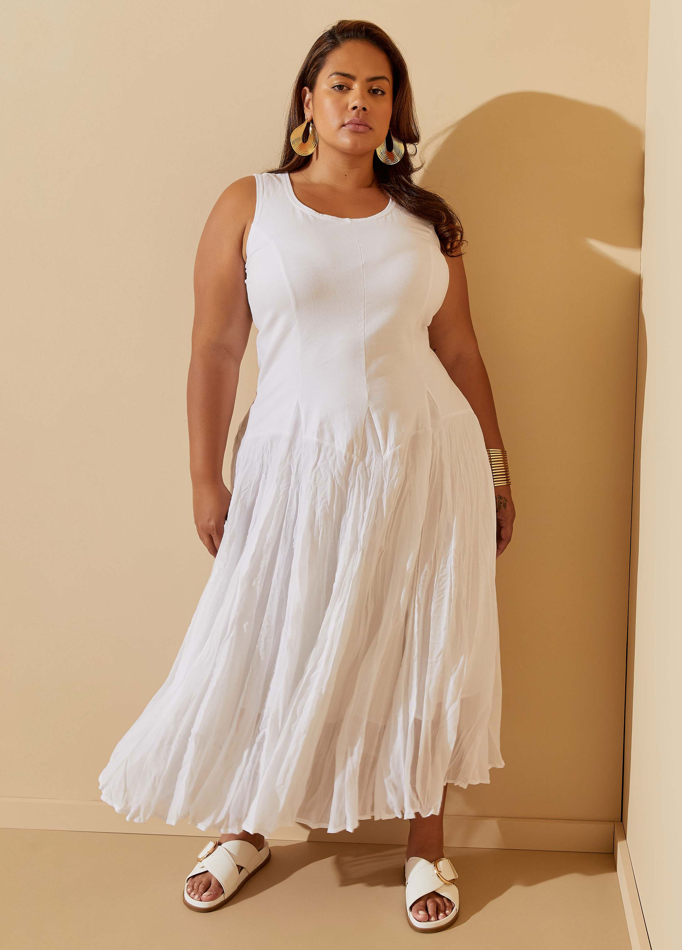 Plus Size Paneled Convertible Dress, WHITE, 34/36 - Ashley Stewart