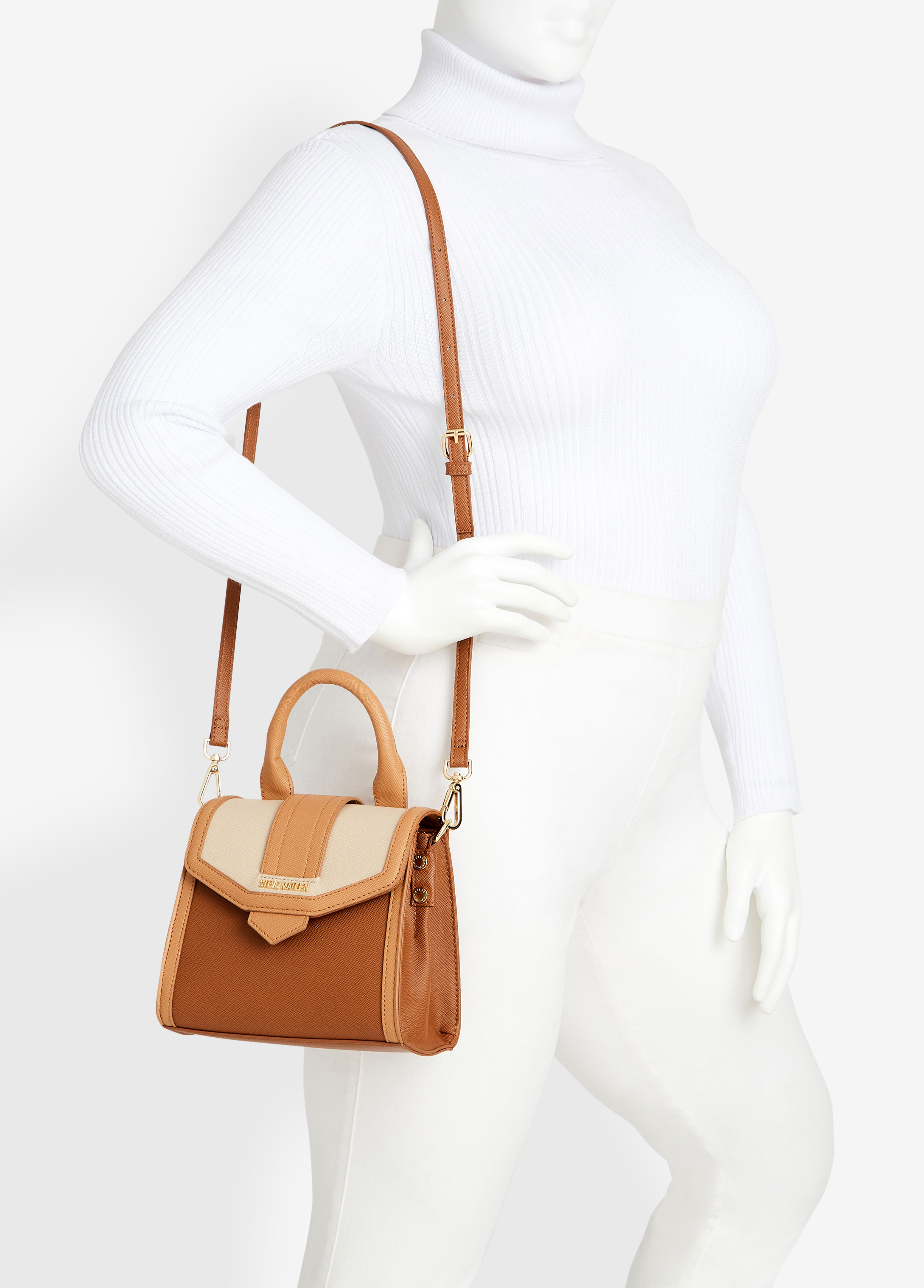 Steve Madden Bseaport Monogram Shoulder & Cross Body Bag In Beige-Neutral  for Women