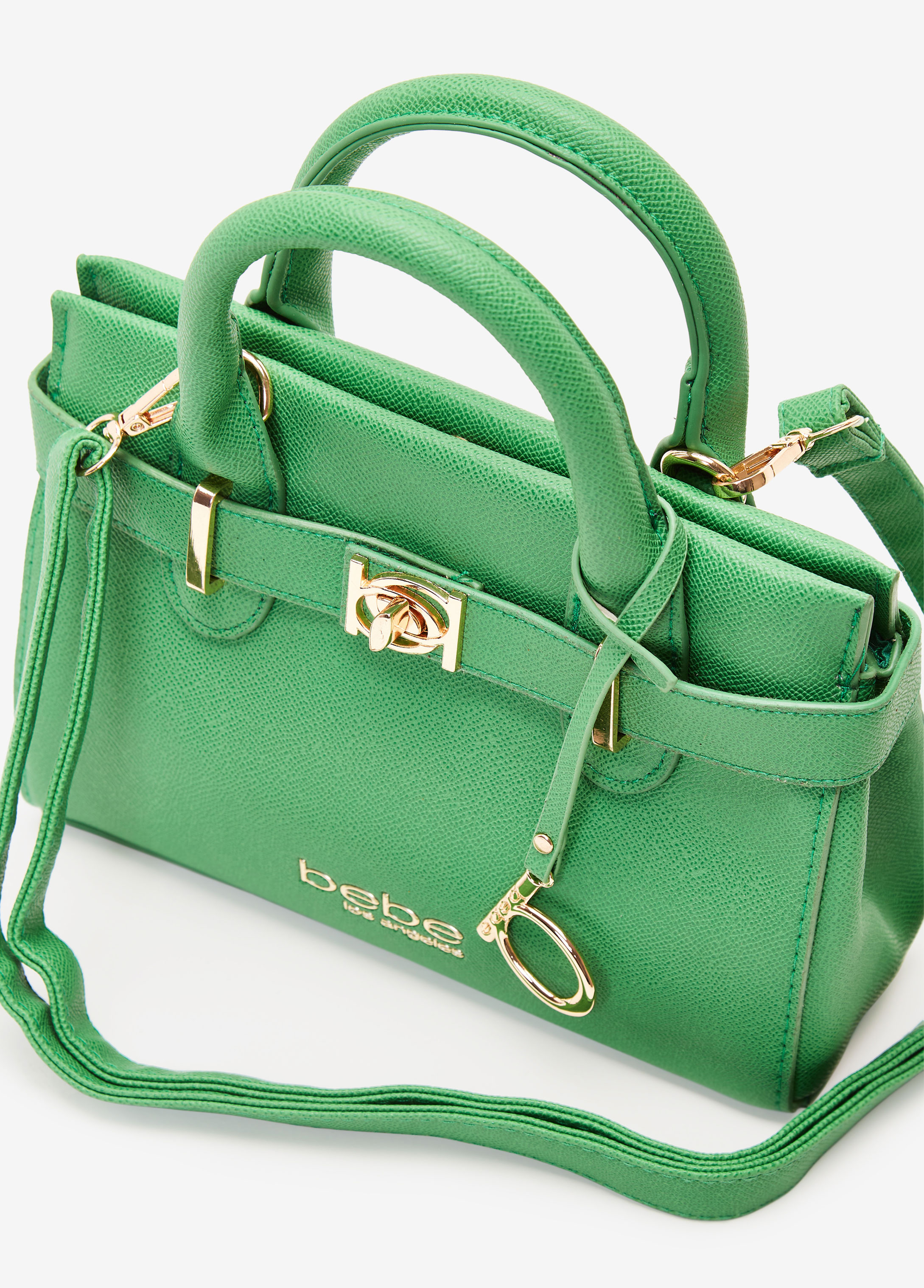 Trendy Designer Handbags Bebe Evie Small Satchel Chic Faux Leather Bag