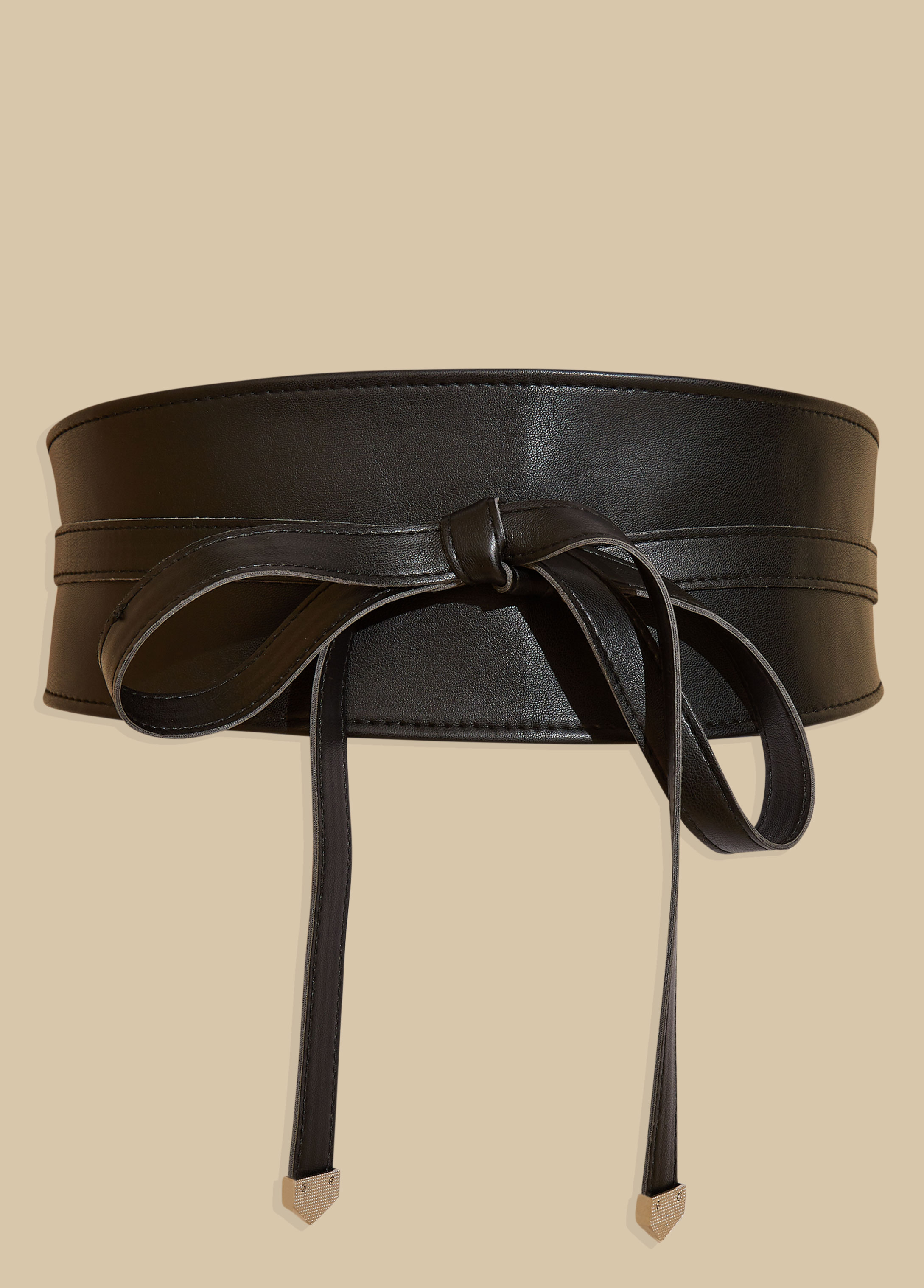 Faux Leather Waist Belt With Sheepskin Pattern, Lace-up Decoration