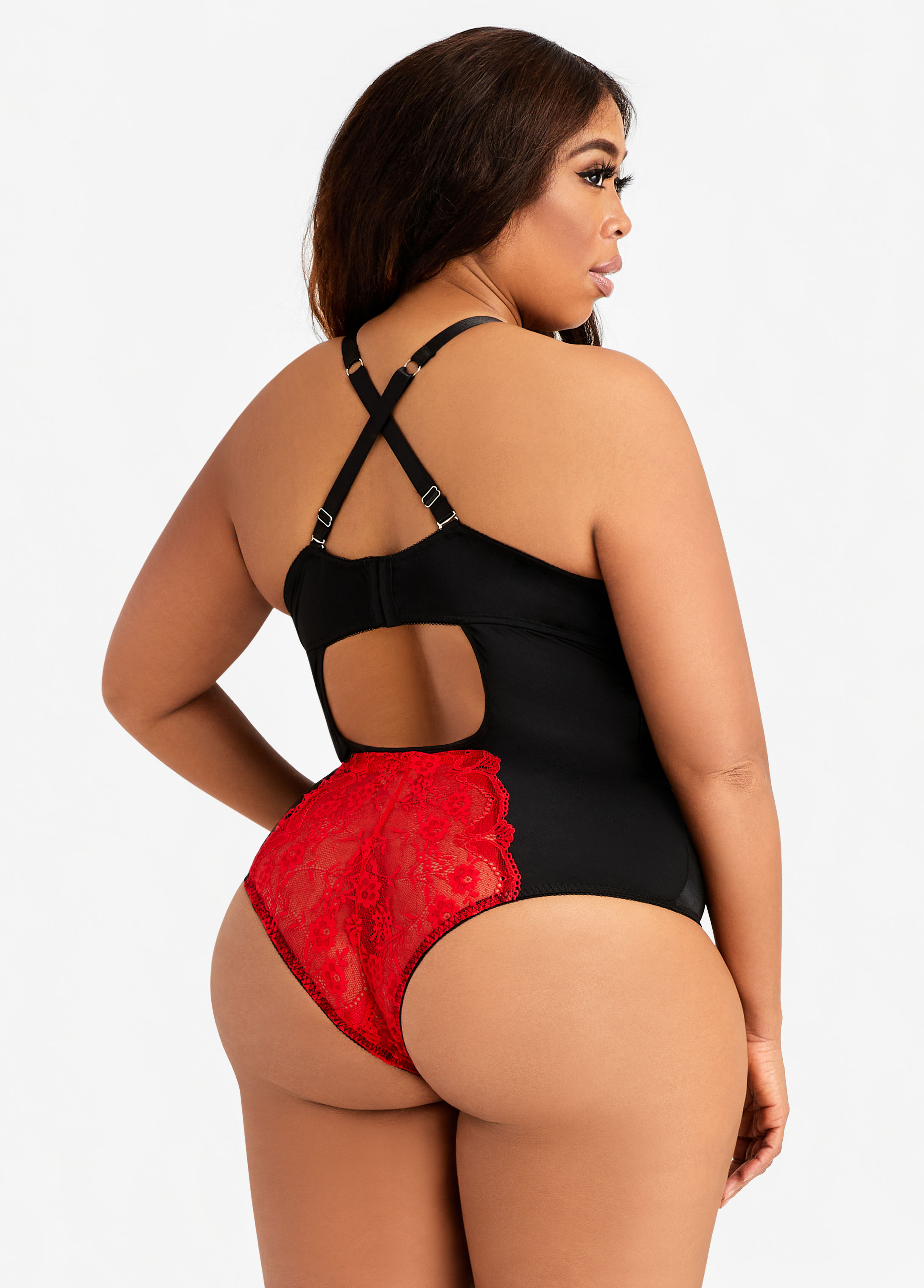  Adore Me, Sexy Lingerie For Women, Scoria Unlined One Piece  Floral Lace Sexy Bodysuit, Designed With Underwire Support, Black