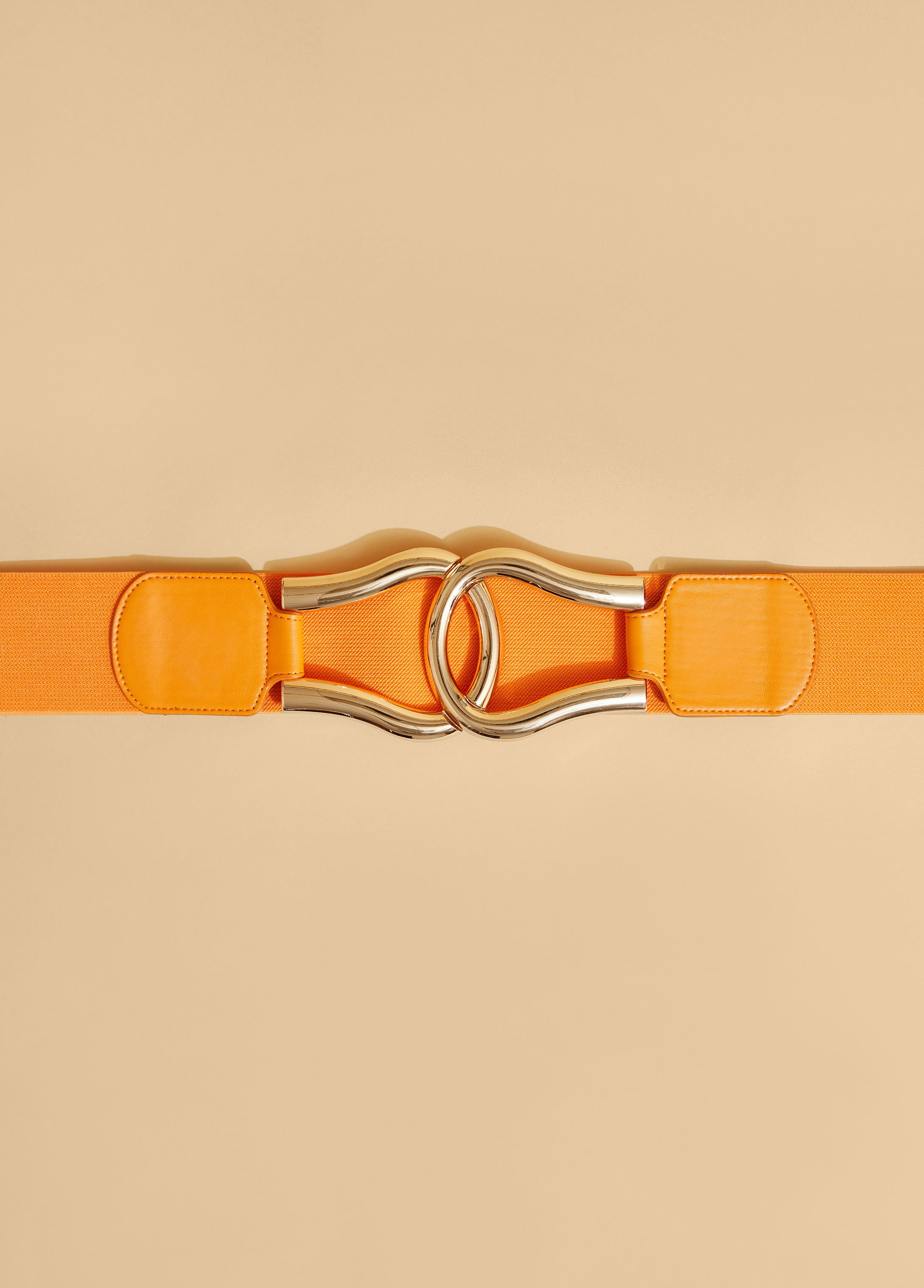 Paneled Faux Leather Stretch Belt