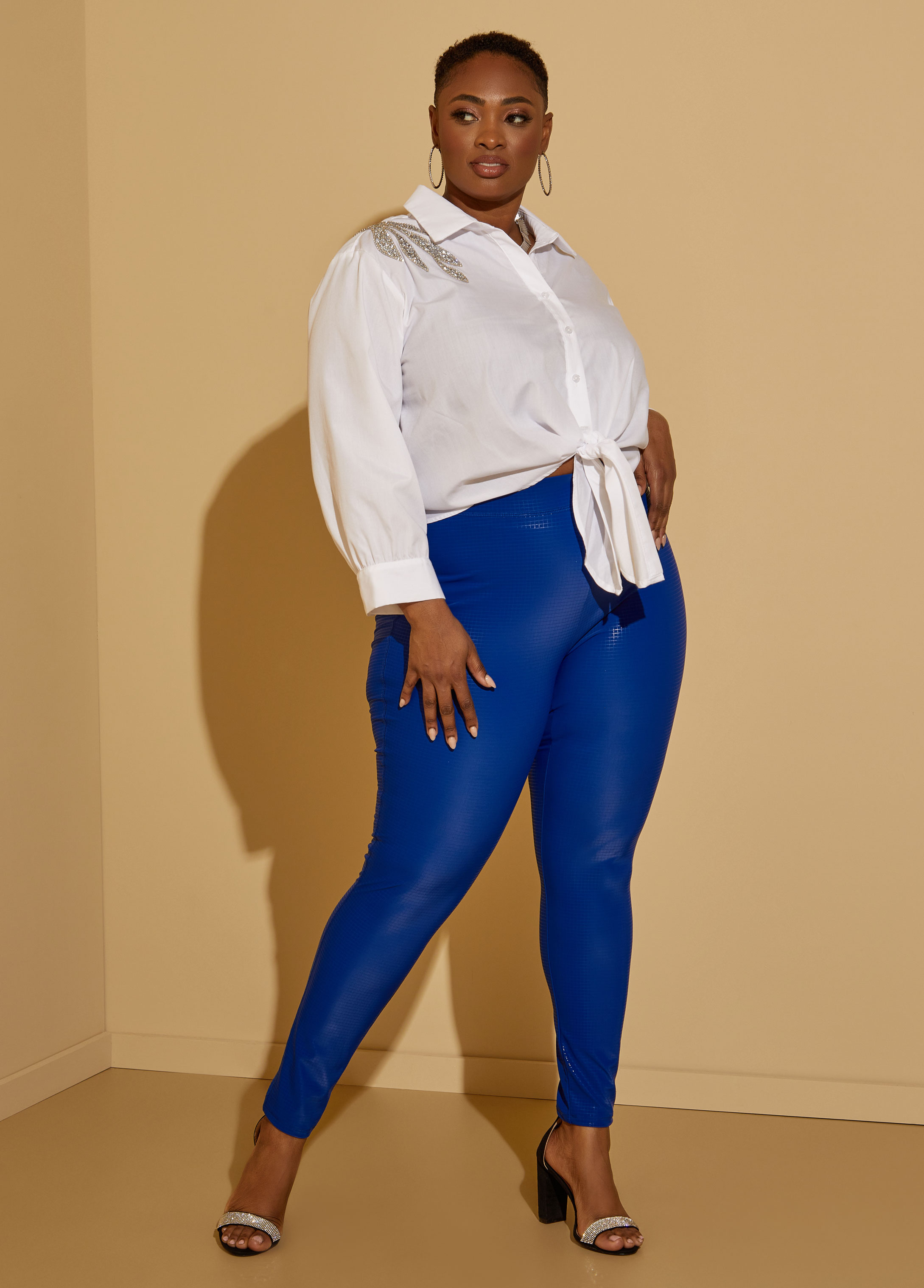 Curvy Girl By Ashley Stewart Lisa Top 2X & Leggings 3X Blue Plus
